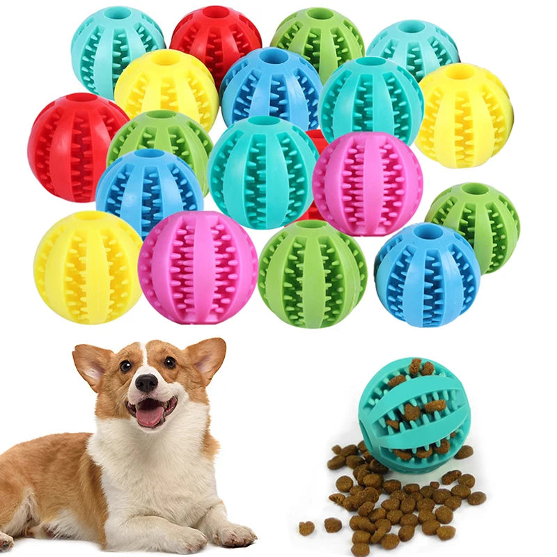 Dog Toy Ball Interactive Rubber Balls Puppy Chewing Toys Pet Tooth Cleaning Ball Cats Pets Food Treat Feeder Silicone Balls Toy