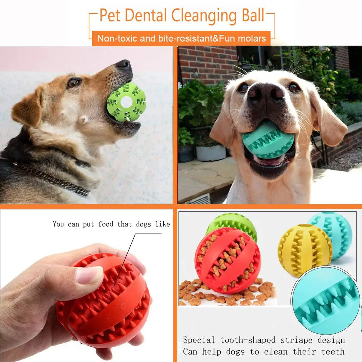 Dog Toy Ball Interactive Rubber Balls Puppy Chewing Toys Pet Tooth Cleaning Ball Cats Pets Food Treat Feeder Silicone Balls Toy